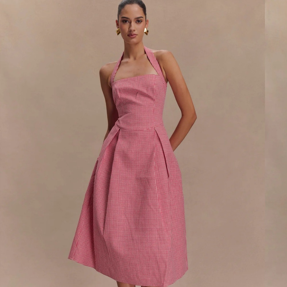 (NWOT) Meshki Juana Halter Midi Dress - Red Gingham